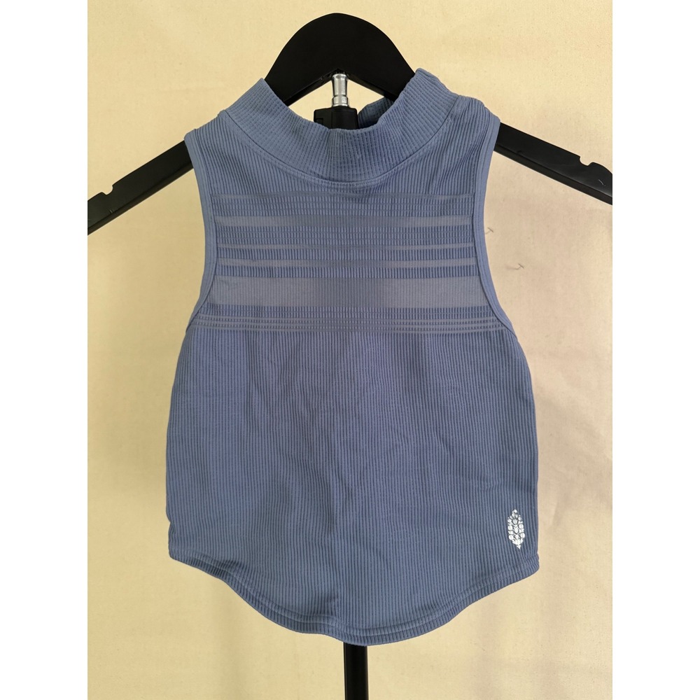 FP Movement Happiness Runs Mock Neck Tank M/L Blue MSRP $50